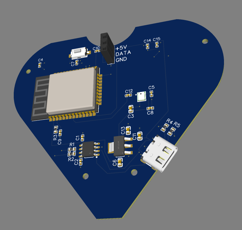 Top view of the heart ESP board model