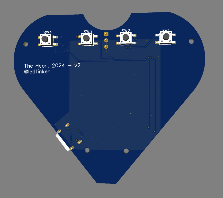 Bottom view of the heart ESP board model