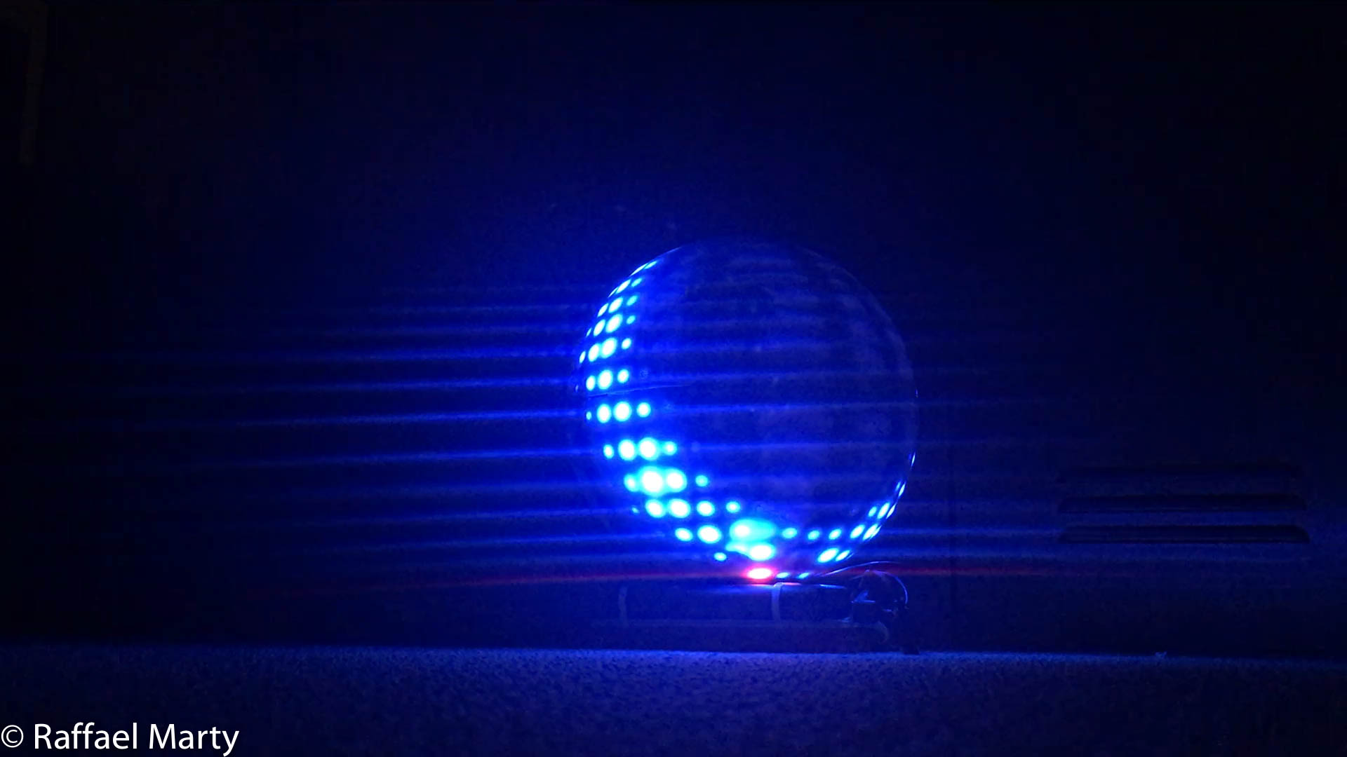 Finished orb lit in warm colors