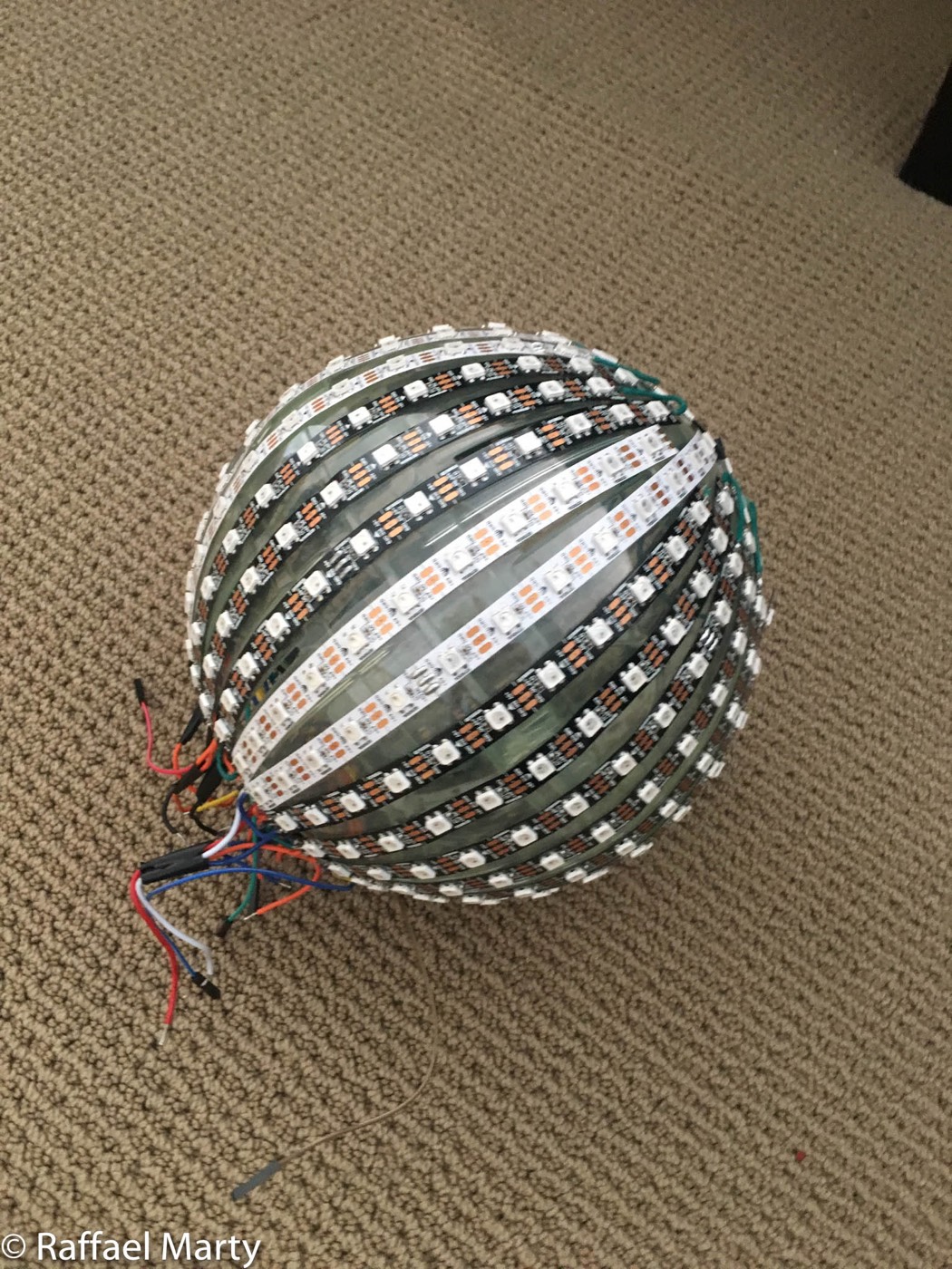 Orb assembly with internal LEDs