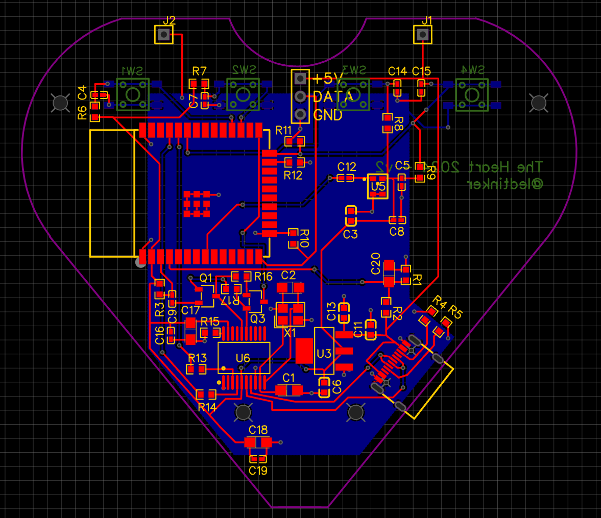 Heart PCB trace layout